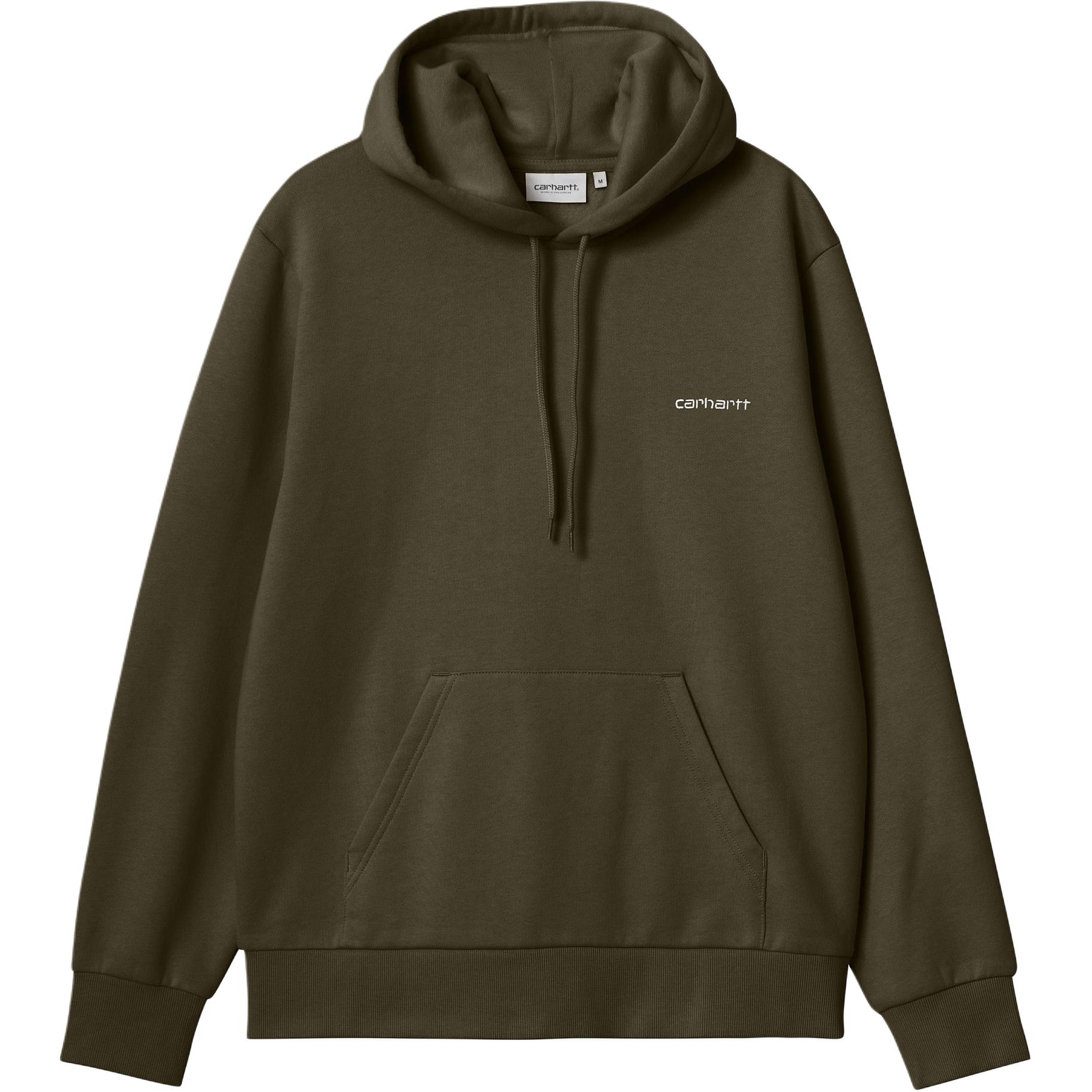 Carhartt WIP Hooded Script Embroidery Sweat Hoodie Cedar Unisex Kangaroo Pocket I033658-00X-XX