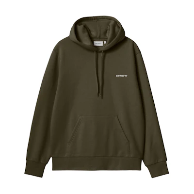Carhartt WIP Hooded Script Embroidery Sweat Hoodie Cedar Unisex Kangaroo Pocket I033658-00X-XX