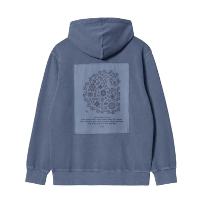 Carhartt WIP Hooded Verse Patch Paisley Print Sweatshirt Men’s Gray Blue I030639-0WJ-GD