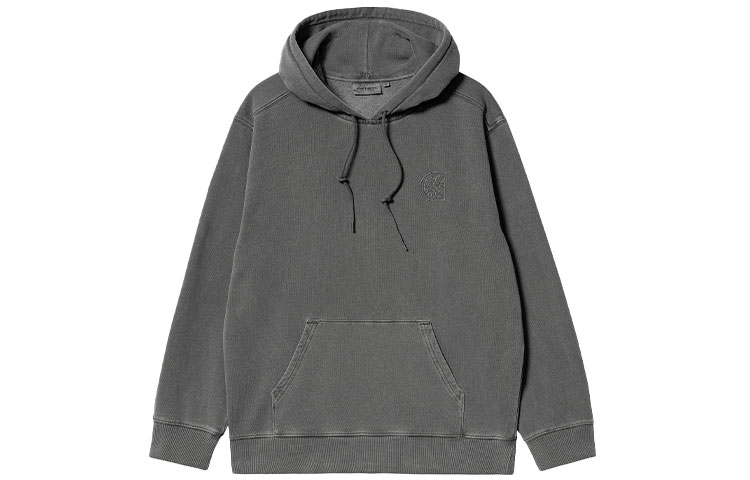 Carhartt WIP Hooded Verse Patch Sweatshirt Gray Hoodie with Large Logo I030639-0WG-GD