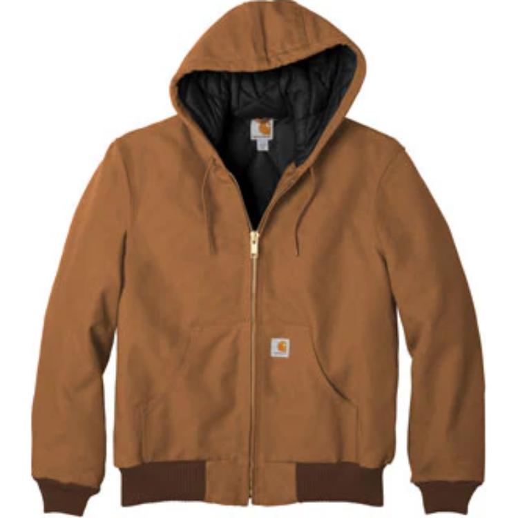 Carhartt WIP J140 Flannel-Lined Active Jac Firm Duck Hoodie Jacket - Warmest, Relaxed Fit 106673