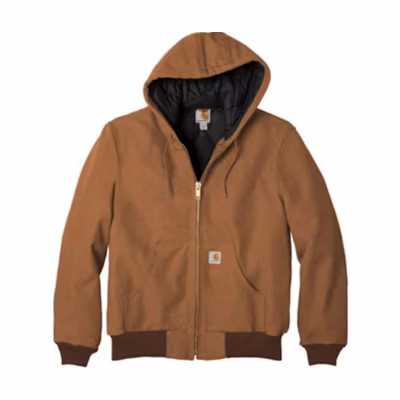 Carhartt WIP J140 Flannel-Lined Active Jac Firm Duck Hoodie Jacket - Warmest, Relaxed Fit 106673