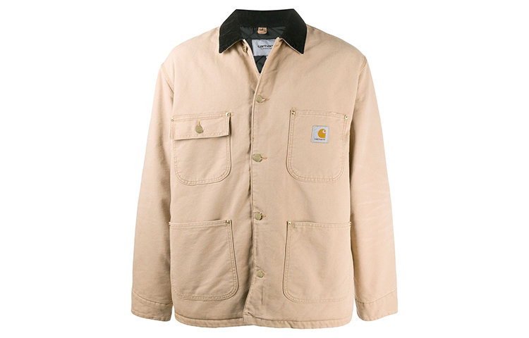 Carhartt WIP Khaki Single-Breasted Logo Collar Jacket I02735703