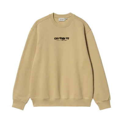 Carhartt WIP Letter Print Crewneck Long Sleeve Sweatshirt Men Light Brown I032866-20F-06
