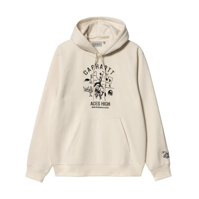Carhartt WIP Letter Print Drawstring Hoodie Beige Mens I031819-1K6-XX