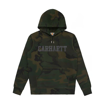 Carhartt WIP Letter Print Fleece Hoodie Winter Green Camouflage CHXSWA52024X9-MLX