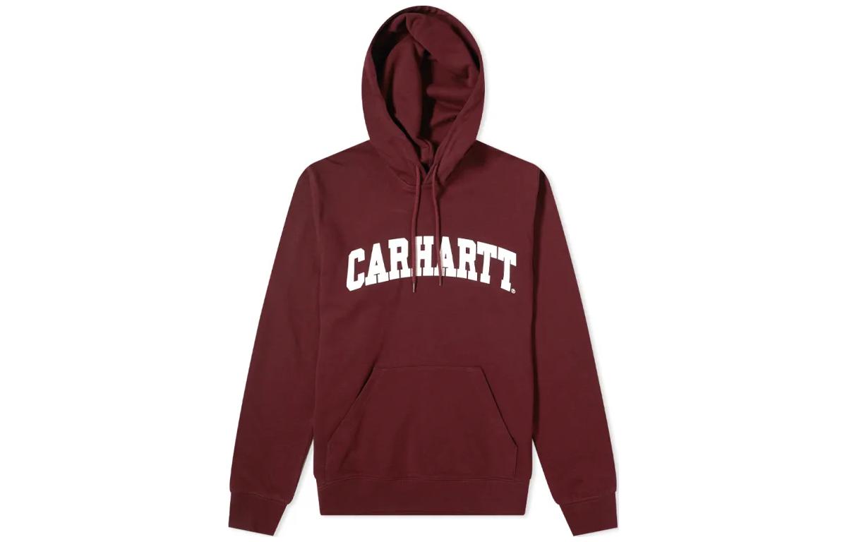 Carhartt WIP Letter Print Hooded Sweatshirt Mens Burgundy I028958-0IU