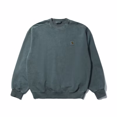 Carhartt WIP Logo Crewneck Loose Fit Sweatshirt Dark Green CHXSWI029522HBLX