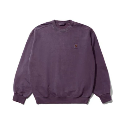 Carhartt WIP Logo Embroidered Crewneck Sweatshirt Men’s Loose Fit Deep Purple CHXSWI029522H-PPD