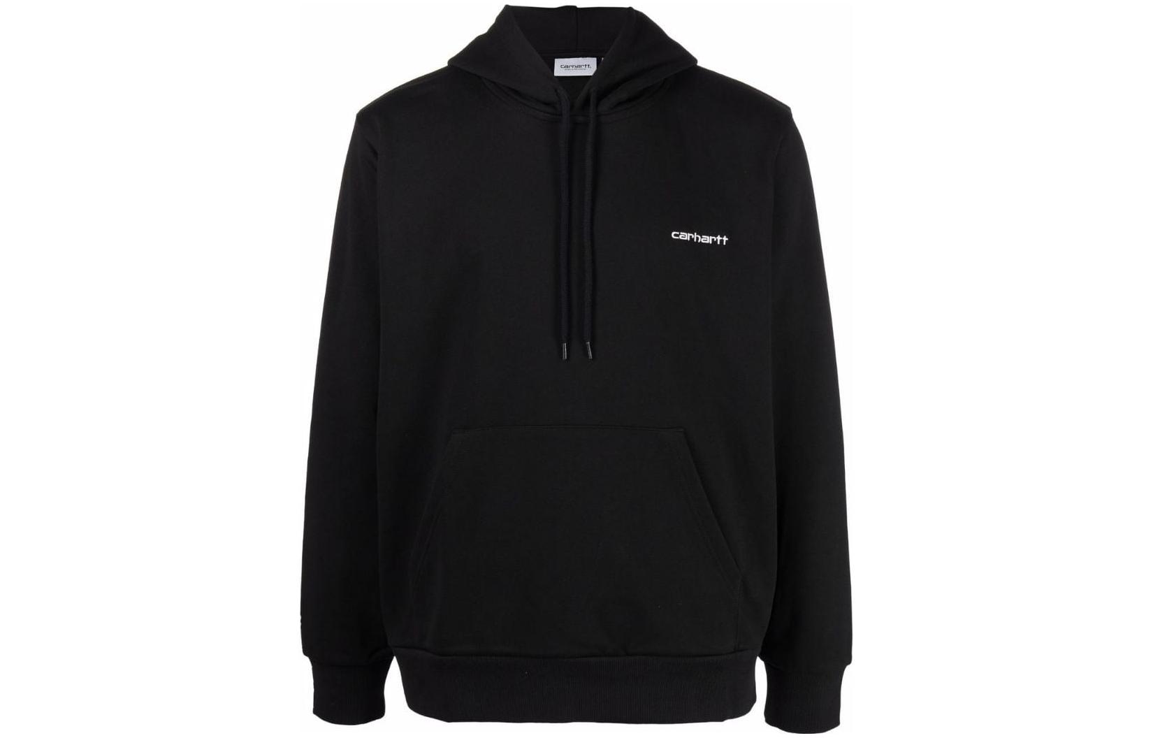 Carhartt WIP Logo Embroidered Drawstring Hooded Jacket Black I0289378990