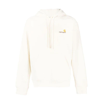 Carhartt WIP Logo Embroidered Kangaroo Pocket Hoodie Beige Unisex I028279