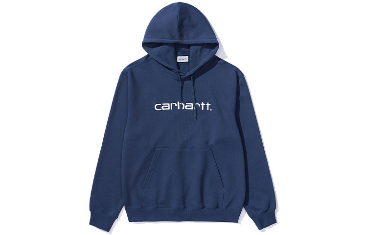 Carhartt WIP Logo Embroidered Unisex Hoodie Navy Blue CHXSWA181021E-BLX
