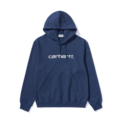 Carhartt WIP Logo Embroidered Unisex Hoodie Navy Blue CHXSWA181021E-BLX