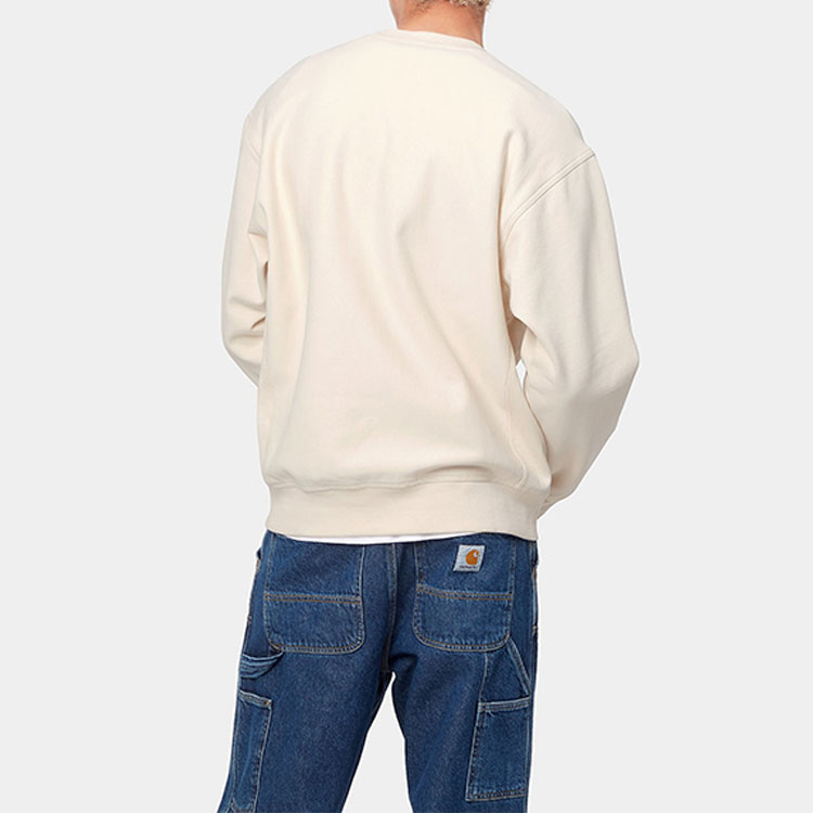 Shop Carhartt WIP logo图案圆领长袖卫衣 米色 I025475-05-XX