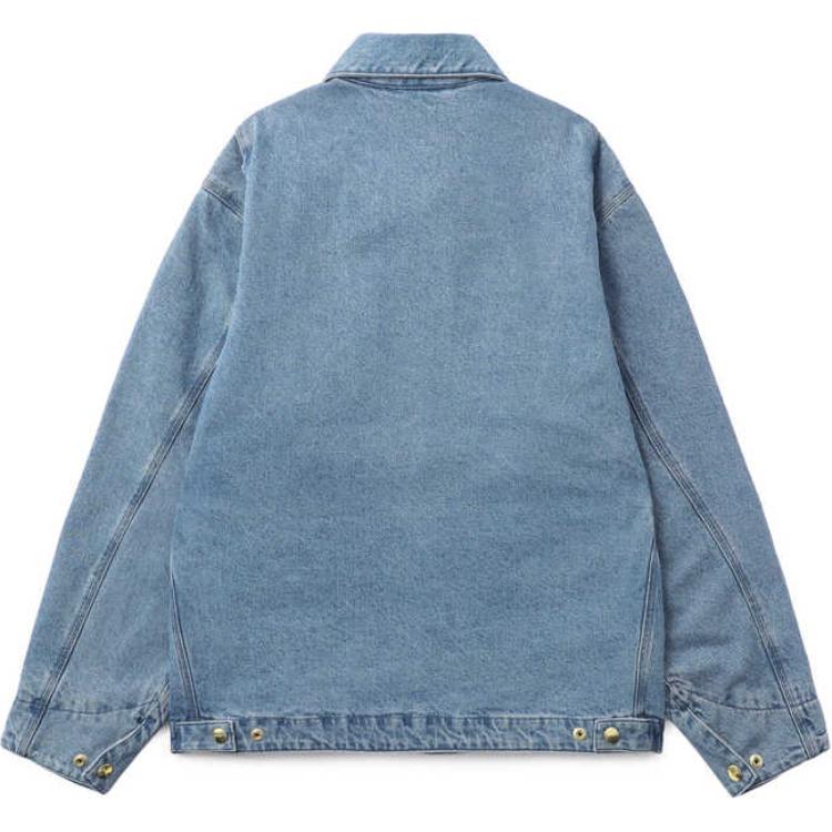 Lookbook Carhartt WIP Jaket Denim Biru Kotak Berlapis Logo Unisex Lengan Panjang CHXJKA242006N-BLX