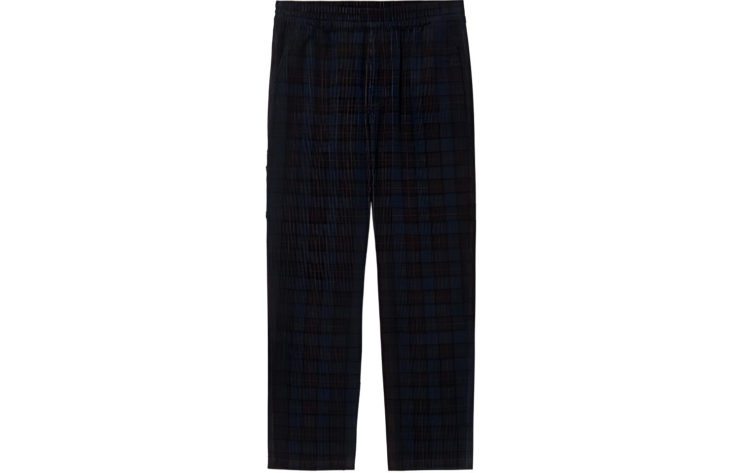Carhartt WIP Logo Plaid Relaxed Straight Pants Deep Blue - . I029443-0HZ-02