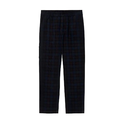 Carhartt WIP Logo Plaid Relaxed Straight Pants Deep Blue - . I029443-0HZ-02