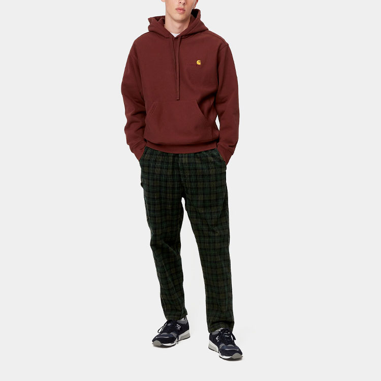 Shop Seluar Hijau Lurus Carhartt WIP Logo Plaid Kasual Lelaki I029443-0I8-02