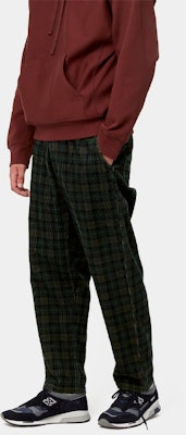 Seluar Hijau Lurus Carhartt WIP Logo Plaid Kasual Lelaki I029443-0I8-02 Sizing Seluar Hijau Lurus Carhartt WIP Logo Plaid Kasual Lelaki I029443-0I8-02