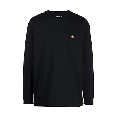 Carhartt WIP Logo Print Crewneck Long Sleeve Sweatshirt Black () I026392dark