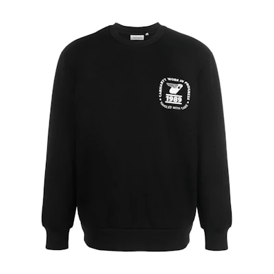 Carhartt WIP Logo Print Crewneck Long Sleeve Sweatshirt Black I032445-0D2-XX