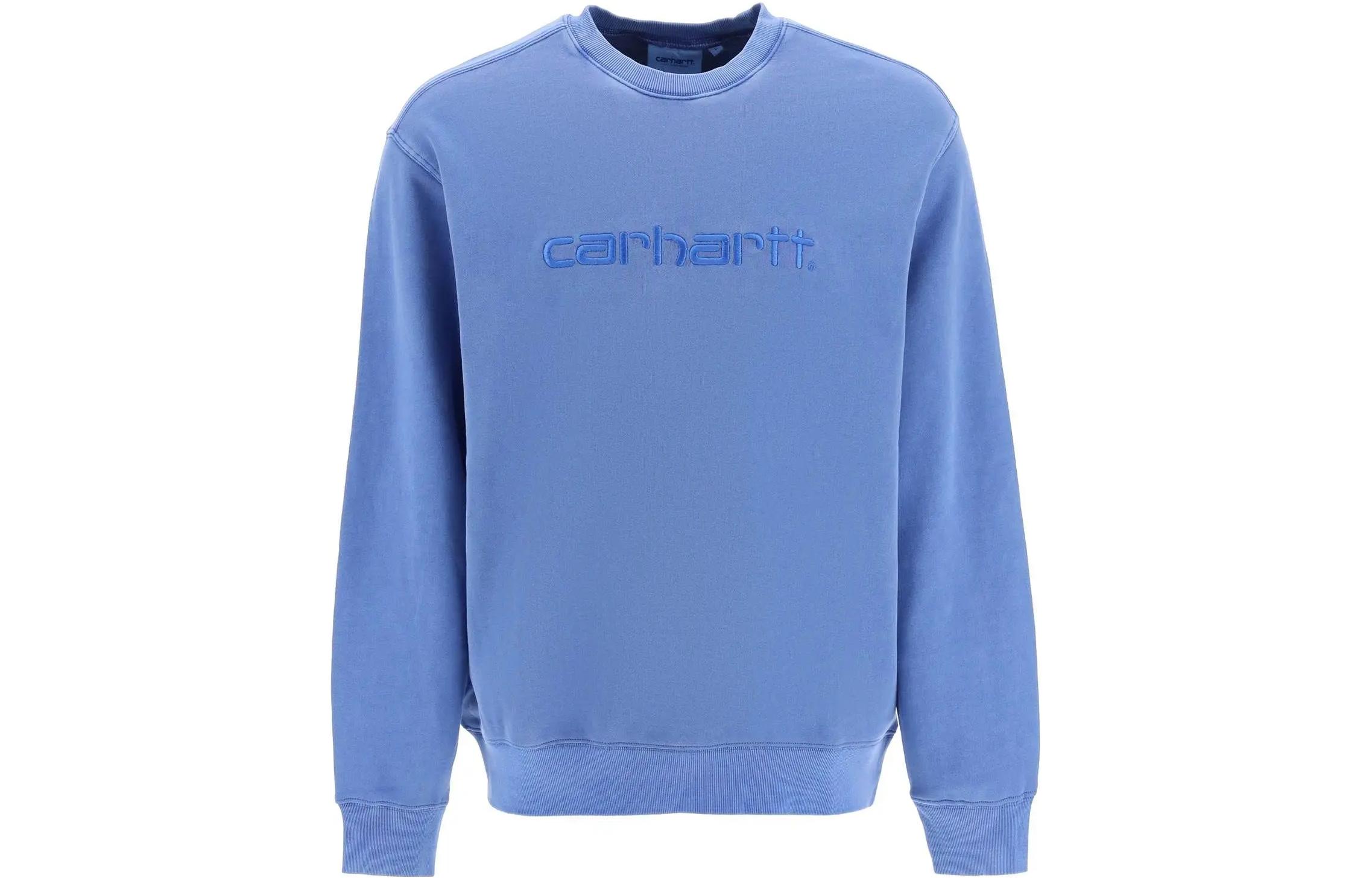 Carhartt WIP Logo Print Crewneck Sweatshirt Gemstone Blue I0317881-CX-GD
