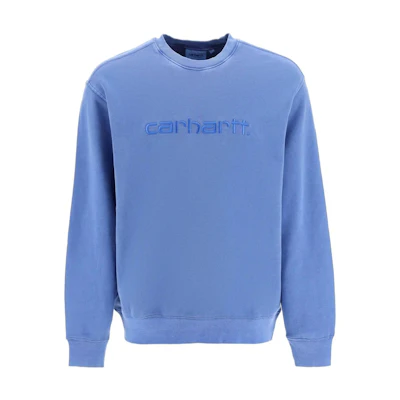 Carhartt WIP Logo Print Crewneck Sweatshirt Gemstone Blue I0317881-CX-GD