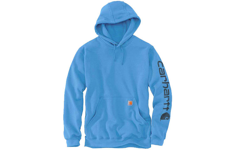 Carhartt WIP Logo Print Fleece Hoodie Winter Light Blue Casual Wear K288-FHB