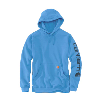 Carhartt WIP Logo Print Fleece Hoodie Winter Light Blue Casual Wear K288-FHB