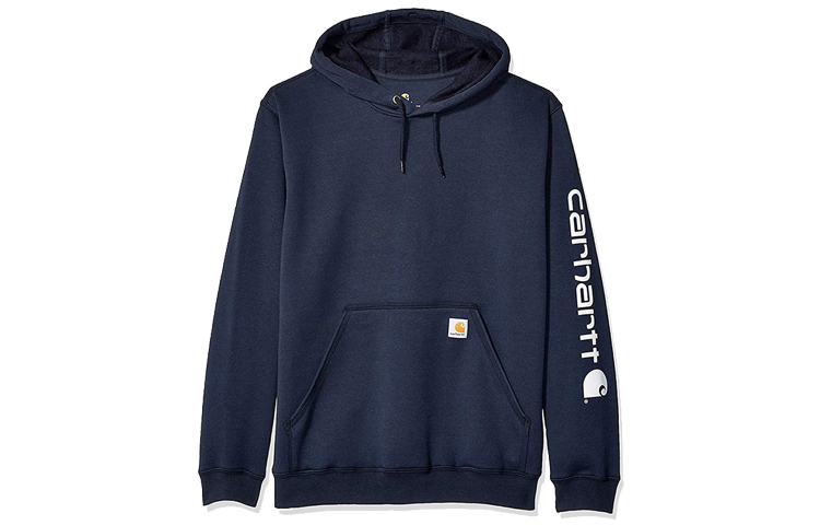 Carhartt WIP Logo Print Fleece Sweatshirt Navy Blue Winter Casual Wear K288-472