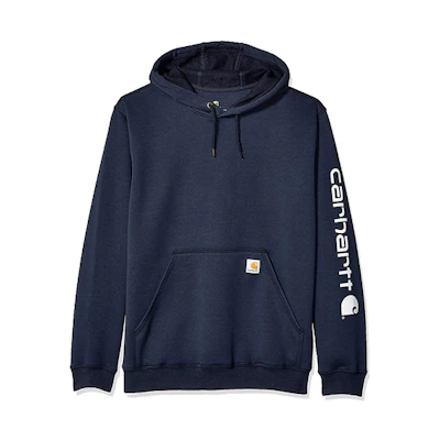 Carhartt WIP Logo Print Fleece Sweatshirt Navy Blue Winter Casual Wear K288-472