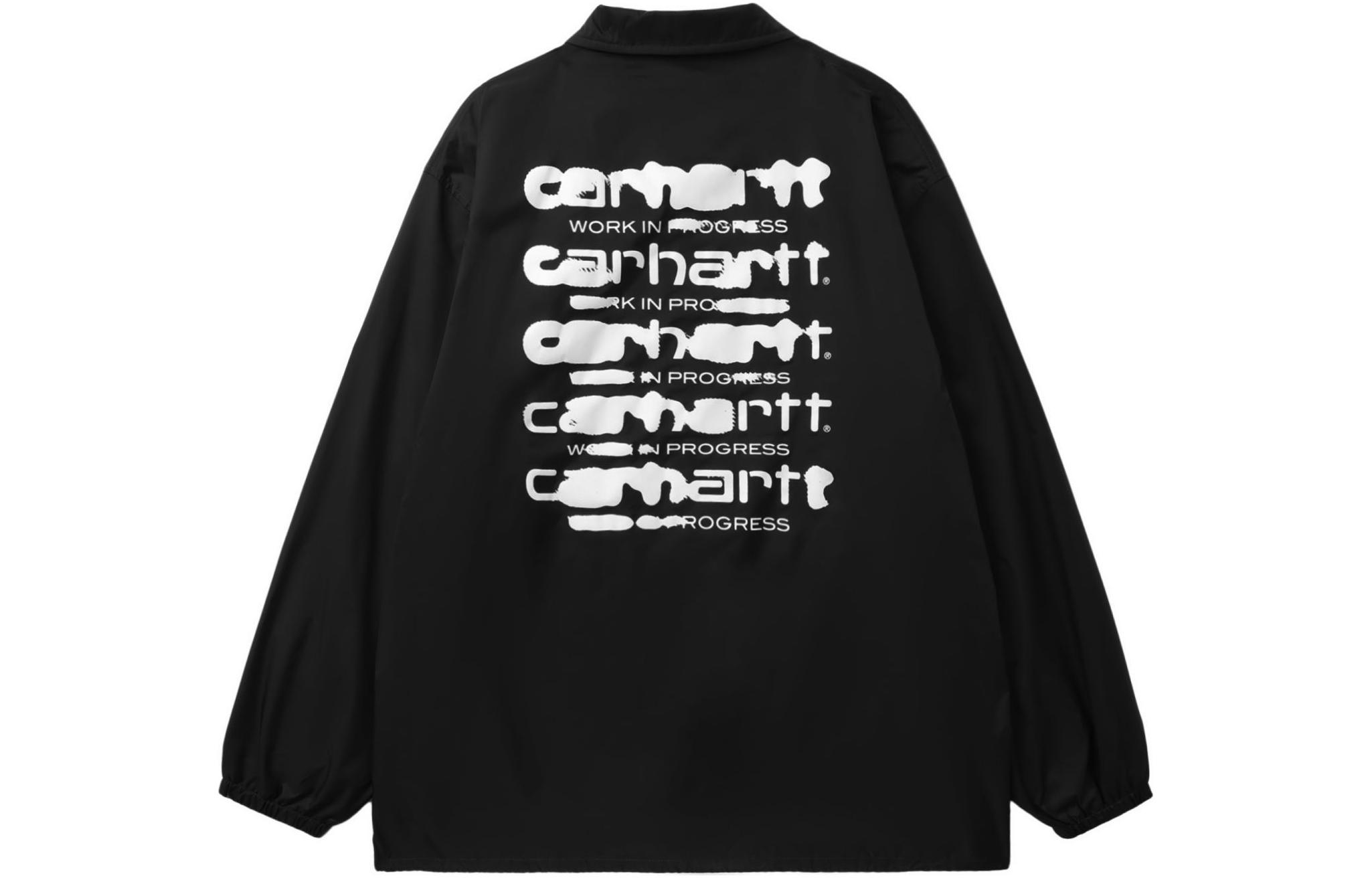 Carhartt WIP Logo Printed Coach Jacket Unisex Black CHXJKA241003MBKX