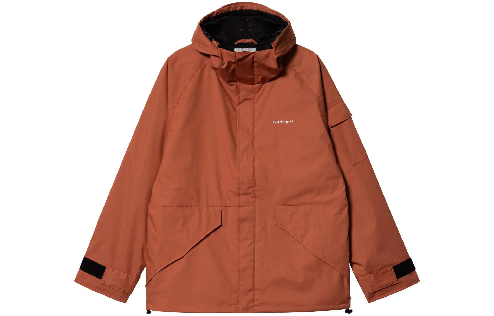 Carhartt WIP Logo Printed Hoodie Jacket Orange Red I031356-1DS-XX