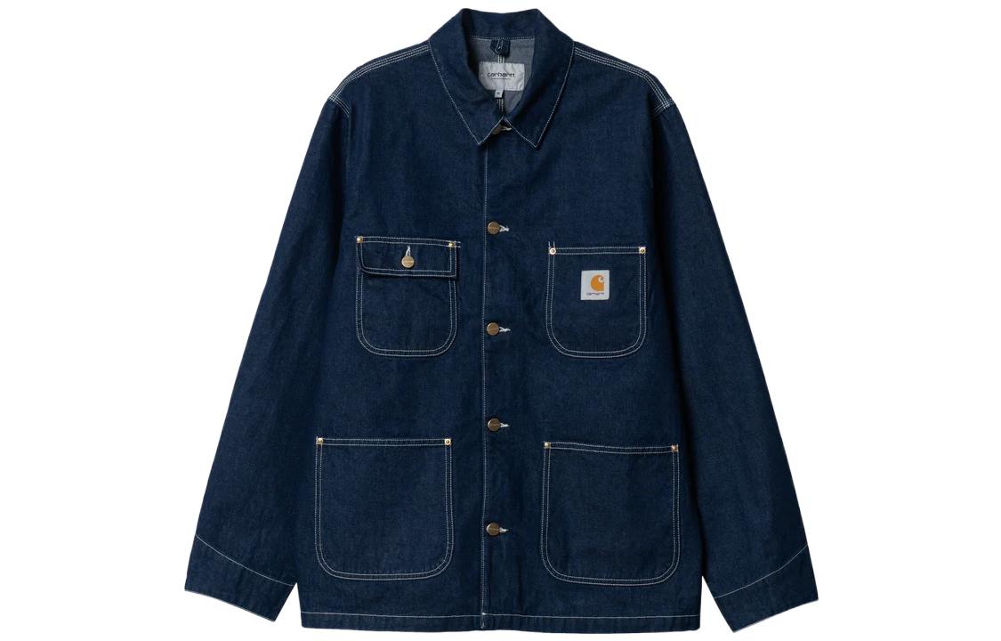 Order Carhartt WIP Logo Vintage Washed Multi-Pocket Denim Jacket Men I031896-01-2Y