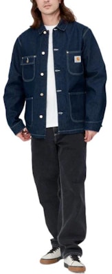 Carhartt WIP Logo Vintage Washed Multi-Pocket Denim Jacket Men I031896-01-2Y Shop Carhartt WIP Logo Vintage Washed Multi-Pocket Denim Jacket Men I031896-01-2Y