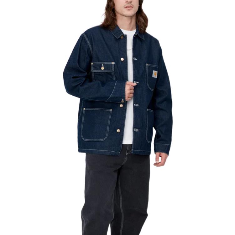 Details for Carhartt WIP Logo Vintage Washed Multi-Pocket Denim Jacket Men I031896-01-2Y