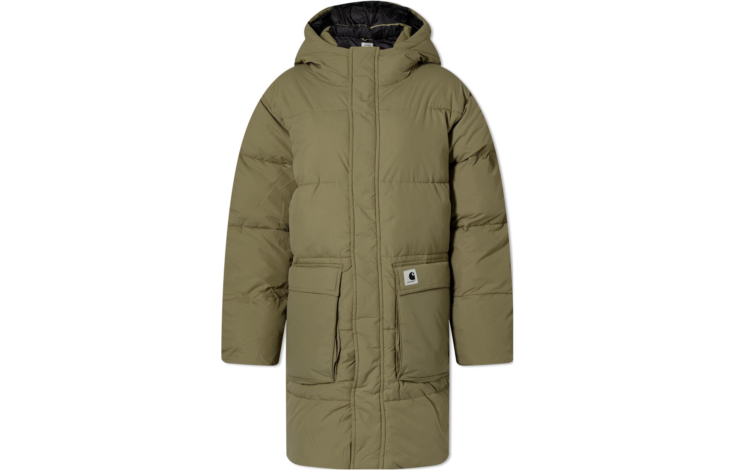 Carhartt WIP Longline Zip Hoodie Jacket in Solid Seaweed Green I030912-0WI-XX