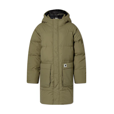 Carhartt WIP Longline Zip Hoodie Jacket in Solid Seaweed Green I030912-0WI-XX