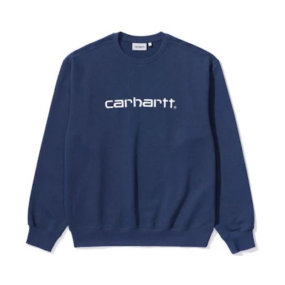 Carhartt WIP Loose Fit Letter Print Sweatshirt Navy Blue CHXSWA191061G-BLX