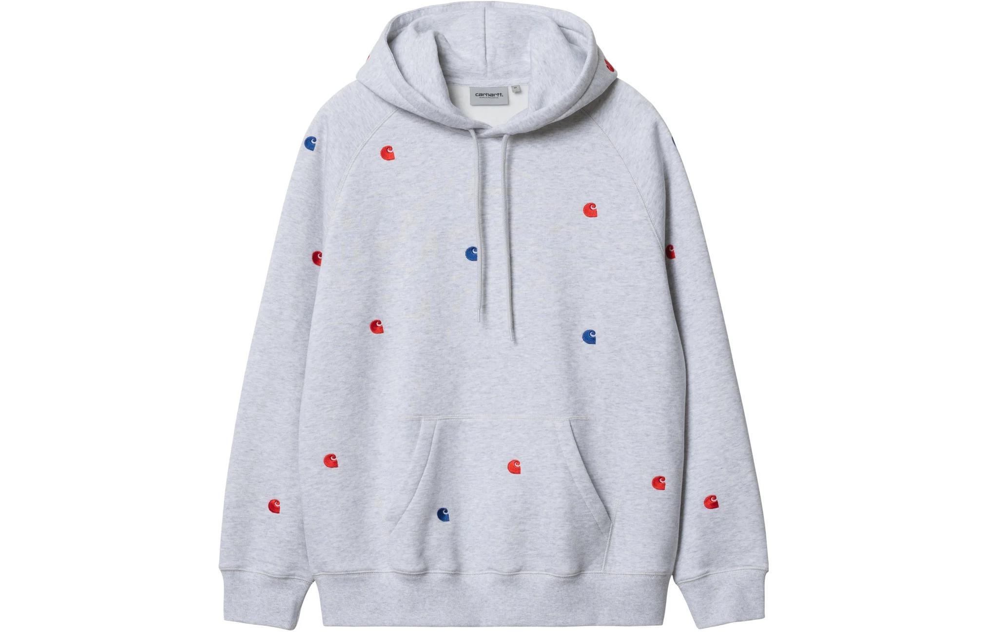 Carhartt WIP Loose Fit Logo Hoodie with Kangaroo Pocket - Gray I031689-482-XX