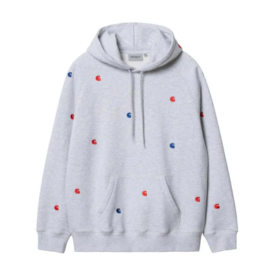 Carhartt WIP Loose Fit Logo Hoodie with Kangaroo Pocket - Gray I031689-482-XX