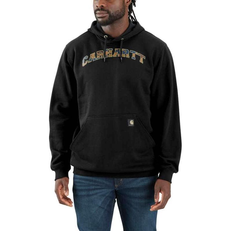Carhartt WIP Loose Fit Midweight Camo Logo Hoodie Sweatshirt Black - 106389