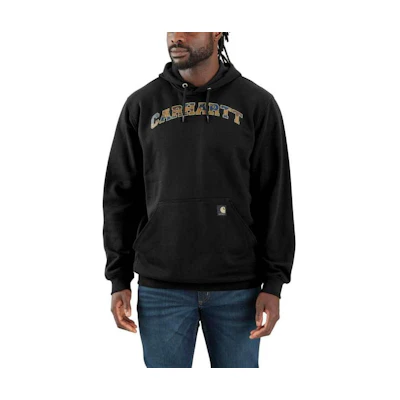 Carhartt WIP Loose Fit Midweight Camo Logo Hoodie Sweatshirt Black - 106389