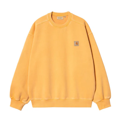 Carhartt WIP Loose Fit Yellow Crewneck Sweatshirt with Logo Patch I029522-2BW-GD