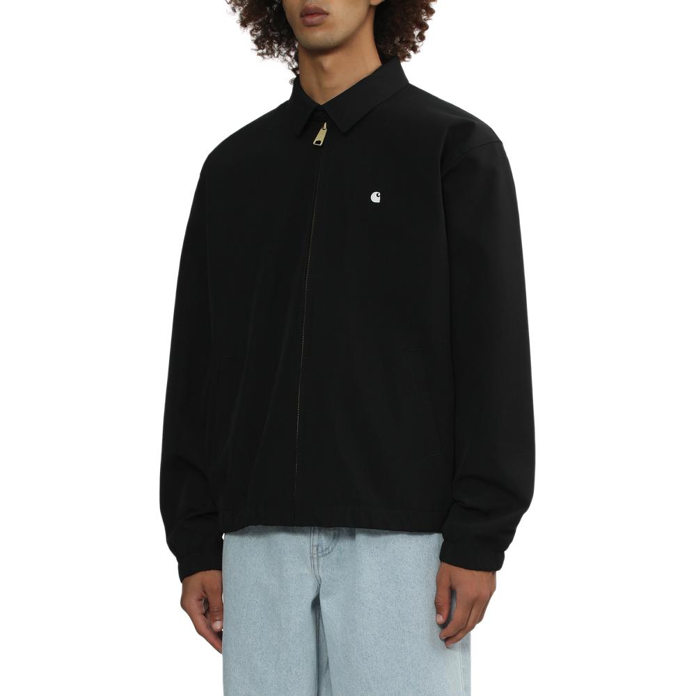 Shop カーハートWIPルーズフィットジップジャケット刺繍ロゴブラックアウターウェア CHXJKA242007N-BKX