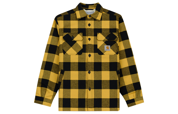 Carhartt WIP Merton Fleece-Lined Plaid Logo Shirt Jacket Yellow () I026818-04Z-90