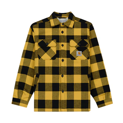 Carhartt WIP Merton Fleece-Lined Plaid Logo Shirt Jacket Yellow () I026818-04Z-90