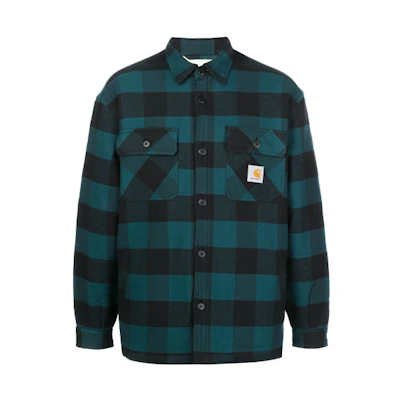 Carhartt WIP Merton Plaid Logo Fleece Jacket Green Mens I026818-05A-90