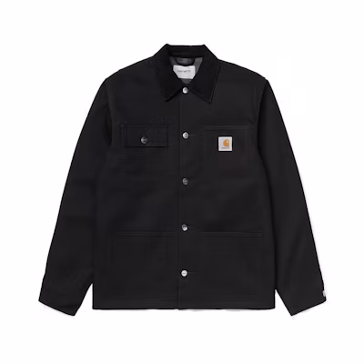 Carhartt WIP Michigan Coat Black Retro Jacket with Logo and Fleece Lining I028425-00E-01