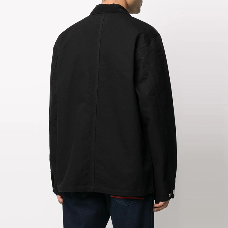 Shop Carhartt WIP Michigan Coat Black Straight-Fit Denim Multi-Pocket Jacket I026480